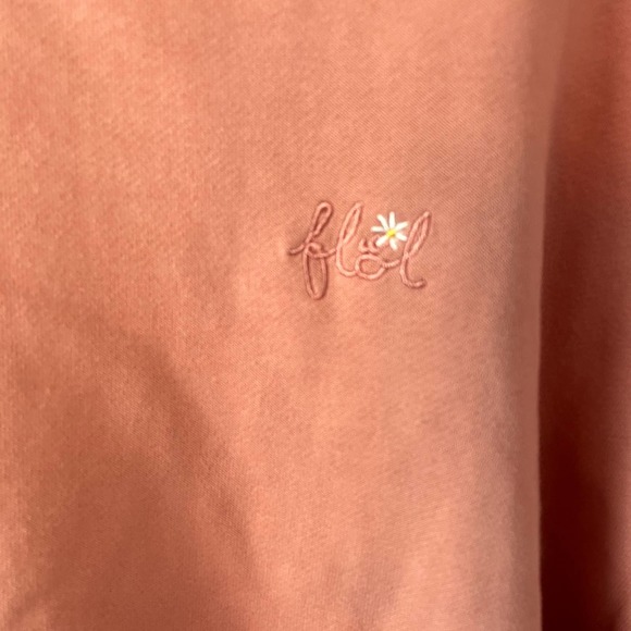 FOR LOVE & LEMONS Josie Cropped Sweatshirt in Coral Pink EUC SZ XL - Picture 9 of 16